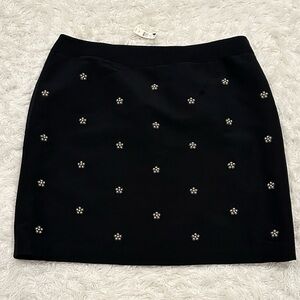 NWT Talbots faux pearl embellished black knee length skirt 20W